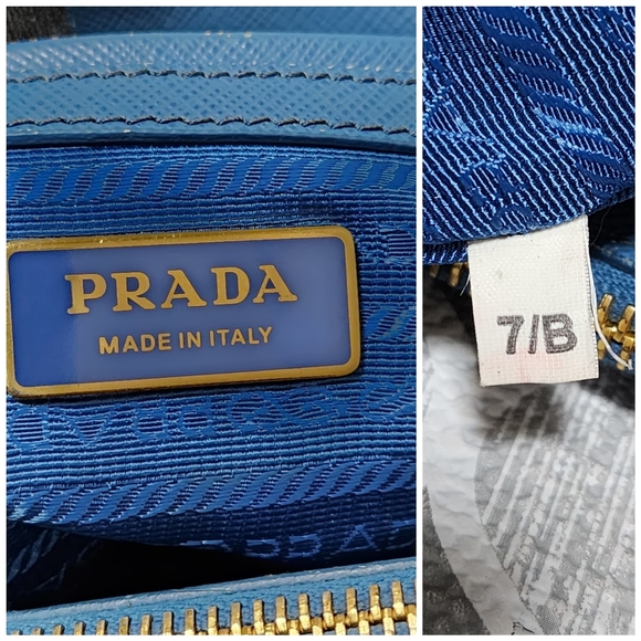 PRADA Saffiano Lux Small Double Zip Tote Blue - Picture 4 of 15